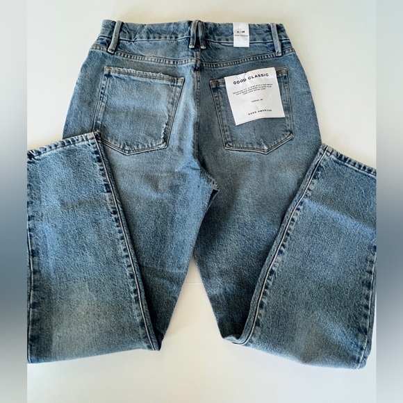 Good American Good Classic High Rise Distressed Jeans, Indigo - Size 28 - Picture 6 of 12